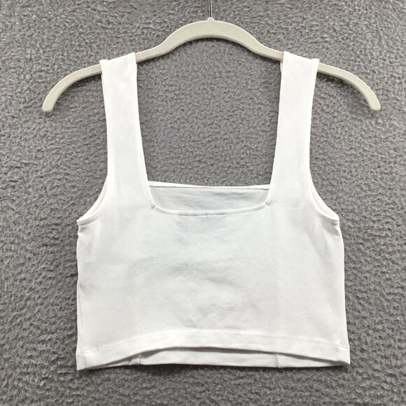 ASOS Design Cotton Crop Cami with Square Neck and Seam Detail White 4 - Picture 2 of 4